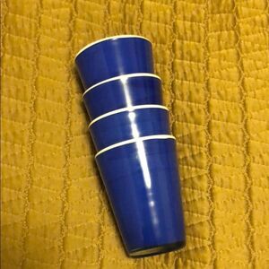 BEAUTIFUL WHITE RIM BLUE GLASS ANTHROPOLOGIE CUPS